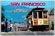 Cable Car Hyde Street Americas Fascinating San Francisco California VTG Postcard picture