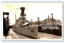 USS MEMPHIS DESTROYER SHIP BOAT PANAMA CANAL REAL PHOTO RPPC POSTCARD (GV2) picture