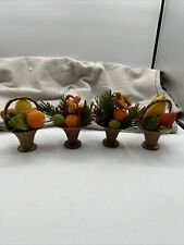 Vintage Doubl Glo Flocked Christmas Ornaments set 4 Fruit Baskets picture