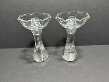 Pair Lenox Candlestick Holders Cut Crystal With Heisey Waverly Insert  (gl) picture