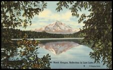 C.1940s Mount Hood OR Reflection In Lost Lake Scenic Oregon Postcard 550 picture