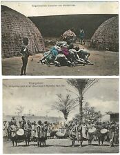 2 scarce Africa Postcards Lion Hunt and Boys Fighting for Money picture