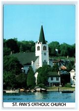St Anns Catholic Church Mackihac Island Harbor Livonia MI Postcard picture