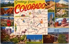 c1950s COLORADO Multi-View Greetings Postcard State Highway Map / 11 Scenes picture