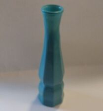 Vintage Sea Foam Mint Green Painted Glass Geometric Floral Vase 9