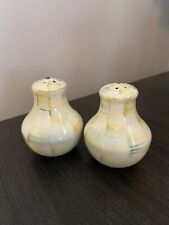Mackenzie Childs Parchment Check Enamel Salt And Pepper Shakers New picture