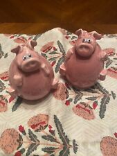 Handcrafted Pink Pig Salt & Pepper Shakers Adorable Hobbyist Never Used   picture
