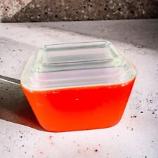 Vintage Pyrex Red Small Fridgie Refrigerator Dish Clear Lid MCM B31 501 B C picture