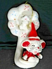 Vintage Mice Mouse Playing Tuba Blow Mold Christmas Ornament Rare B1269 picture