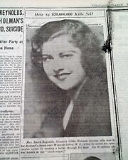 LIBBY HOLMAN & R. J. Reynolds Heir Suicide or Murder ? Death 1932 old Newspaper  picture