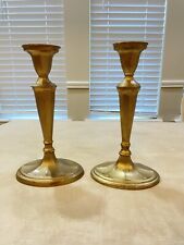 Pair of Two Gold Candlestick Holders - Painted, 11 Inches Tall picture