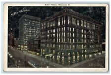 1910 Night Scene Hotel Pfister Building Milwaukee Wisconsin WI Vintage Postcard picture
