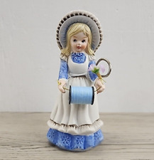 Vintage Price Products Porcelain Girl Figurine Sewing Thread & Scissor Holder picture