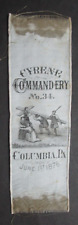 COLUMBIA, PA.  - Knights Templar - Silk Ribbon - Commandery No. 34 - 1876 picture