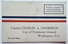 RARE CAPTAIN CHARLES A. LINDBERGH UNUSED POSTCARD, CARE POSTMASTER WASHINGTON DC picture