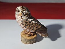 Vintage Wooden Owl Hand Carved Hand Painted  1970’s Folk Art Beautiful Details picture