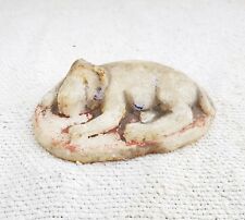 Vintage Handmade Painted Marble Stone Sleeping Lion Statue Paper Weight STO115 picture