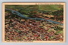 Pueblo CO-Colorado, Aerial Of Business Section, Antique, Vintage Postcard picture