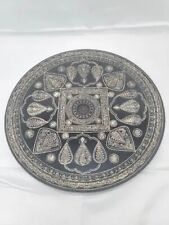 Handpainted Wooden Etched Plate Islamabad Decorative 10.5 Inch Black Ivory Red picture