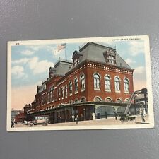 Chicago Illinois~Union Depot Train Station Street View Vintage Postcard picture