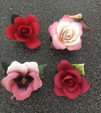 Lot Of 4 Vintage Porcelain Roses  Red And Pink 3-4” Napoleon Lefton E&R Preowned picture