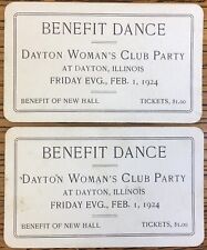 Dayton, Illinois Woman’s Club Party 1924 Benefit Dance Tickets, 2, IL, New Hall picture