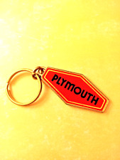 Vintage Plymouth Keychain Car Logo red black gold metal rare vehicle gift  picture