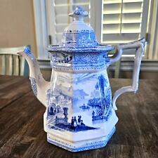 J Wedgwood Ironstone Columbia Teapot Blue and White Please Read picture