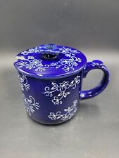 Temp-Tations Floral Lace Blue Large 20oz Coffee Tea Mug Cup With Lid picture