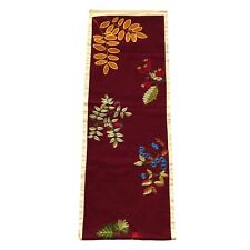 Williams Sonoma Table Runner Cotton Embroidered Floral Burgundy Fall 89