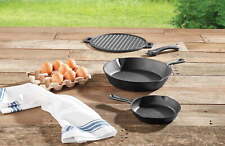  4-Piece Cast Iron Skillet Set with Handles and GriddlE, 6