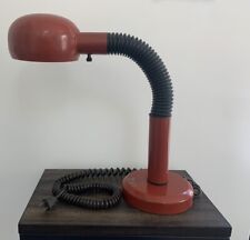 Vintage MCM Red-Brown Metal adjustable Gooseneck Desk Lamp Retro picture