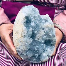 7.43LB Natural Blue Celestite Crystal Geode Cave Mineral Specimen Reiki Decor picture