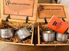 Rare 2 Pairs Vtg Swedish Pewter Svensk Punsch Cups Scandia Tenn In Wooden Box  picture