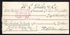 1893 Cincinnati Bank Check W. C. Biles & Co. Large / Scarce picture