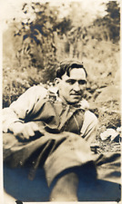 Vintage Photographic Snapshot of Handsome Man Wearing Wabash Stifel Overalls picture