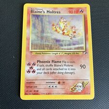 Blaine’s Moltres 1/132 Gym Heroes Rare Holo Pokemon Card WOTC With Swirl picture