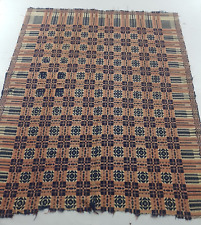 Vintage Handmade Wool Reversible Welsh Blanket Tapestry Bedspread 225x186 cm picture