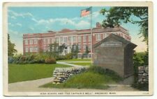 Amesbury MA High School and the Captain's Well Postcard ~ Massachusetts picture