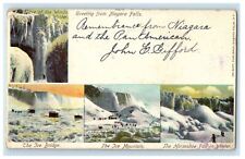 1901 Ice Bridge, Mountain & Horseshoe Fall Greetings from Niagara Falls Postcard picture