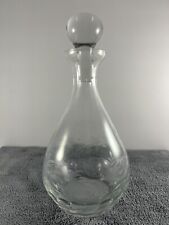 Vintage MCM Clear Glass Etched Fern Wine Decanter W/ Stopper, 11