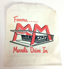 Rare Famous Merrels Drive In Hamburger Fries Unused Bag NOS New 1964 Bethesda MD picture