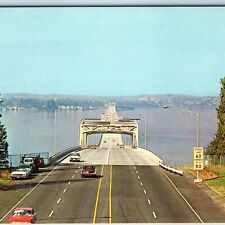 c1960s Seattle, Wash. Evergreen Point Floating Bridge Bellevue Birds Eye PC A240 picture