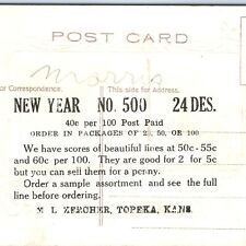 c1910s Topeka, KS Zercher Sample New Year Postcard Embossed Advertising A72 picture