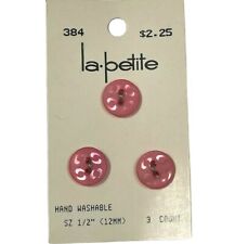 Vintage la petite Pink 384 Buttons 3 on Card Size 1/2 NEW Old Stock Italy picture