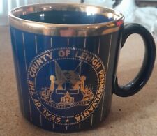 VINTAGE SEAL OF THE COUNTY OF LEHIGH PENNSYLVANIA COFFEE MUG GOLD RIM ENGLAND  picture