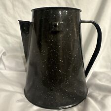 Vintage Looking Enamelware Coffee Pot Black White Speckled picture