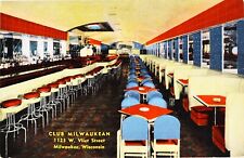 CLUB MILWAUKEAN ADVERTISING POSTCARD, MILWAUKEE, WISCONSIN LINEN 1930-1945 picture