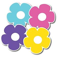 Daisy Hippie Flower Magnet Decal, Pink, Yellow, Teal, and Purple, 4 Pack, 5 In picture