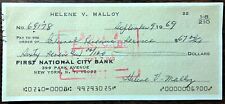 rare FIRST NATIONAL CITY BANK - NEW YORK - CANCELLED BANK CHECK 1969 picture